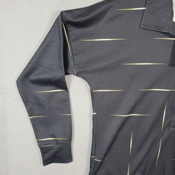 Made With Love Polo 1/4 button up Long Sleeve Black Shirt Size S - Picture 4 of 12